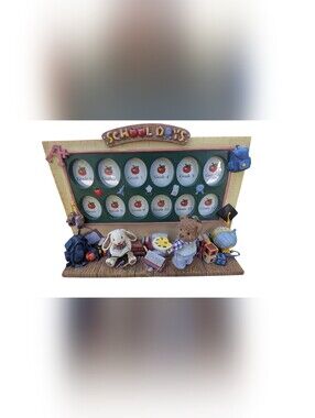 Vintage School Days Bear Photo Frame K-12 Graduation Picture Holder Retro Resin